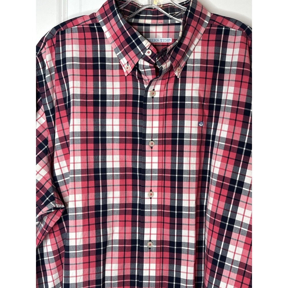 Southern Tide Shirt Mens XL Plaid Classic Fit Long Sleeve Button Down Pocket Red
